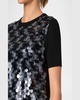 Front Sequined Short Sleeve Wool Sweater
