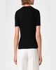 Contrast Piping Short-Sleeve Rib Sweater