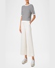 Chunky Tweed Knit Short-Sleeve Crop Sweater