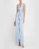 Twist-Front Crepe Back Satin Column Gown