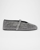 Studded Suede Mesh Mary Jane Flats