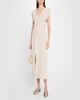 Cap-Sleeve Flax Linen Maxi Dress