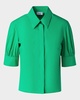 Short-Sleeve Cotton Poplin Button-Down Blouse