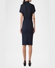 Mixed-Media Belted Cap-Sleeve Shirtdress