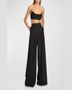 Metallic Pinstripe Drape Crop Tank Top