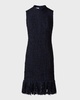 Chunky Tweed Sheath Dress with Fringed Hem