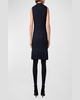 Chunky Tweed Sheath Dress with Fringed Hem