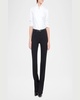 Long-Sleeve Notched-Collar Poplin Blouse