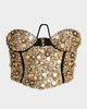 Strapless Crystal Button Embellished Crop Bustier
