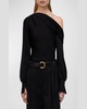 Alice Draped Satin One-Shoulder Top
