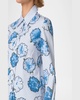 Carnation-Print Striped Cotton Poplin Button-Down Blouse