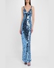 Allegra Deep V-Neck Sequin Column Gown