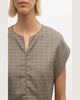 Cap-Sleeve Plaid Houndstooth Mini Dress