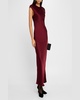 Cap-Sleeve Bias Viscose Satin Maxi Dress