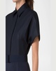 Mixed-Media Belted Cap-Sleeve Shirtdress