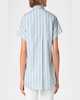 Striped Poplin Short-Sleeve Button-Shoulder Blouse