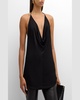 Plunging Cowl Backless Stretch Jersey Tank Top