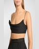 Metallic Pinstripe Drape Crop Tank Top