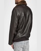 Men's Leather Jacket with Removable Shearling Collar