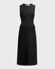 Tailored Viscose-Wool Twill Midi Dress