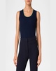 Ribbed Merino Wool Tank Top with Contrast Piping