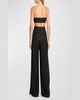Metallic Pinstripe Drape Crop Tank Top