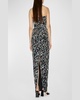 Lena Sequin Embroidered Strapless Gown