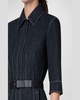 Belted Cotton Denim Midi Dress with Contrast Stitching
