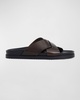 Men's Bologna Leather Crisscross Slide Sandals
