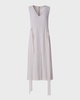 V-Neck Sleeveless Waist-Tie Silk Midi Dress