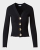 V-Neck Viscose Stretch Rib Cardigan