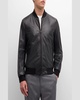 Men's Perforated Leather Bomber Jacket
