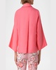 Kimono-Sleeve Linen Collared Blouse