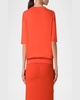 Short-Sleeve Boxy Blouson Knit Sweater