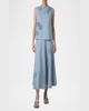 3D Carnation Raw Linen Sleeveless Top