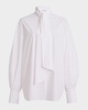 Bow-Neck Silk Georgette Blouse