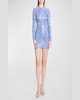 Ruched Metallic Jersey Long-Sleeve Mini Dress