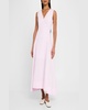 V-Neck Drop Waist Cotton Poplin Midi Dress