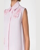 3D Carnation Applique Sleeveless Button-Down Blouse