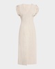Cap-Sleeve Flax Linen Maxi Dress