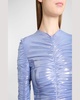 Ruched Metallic Jersey Long-Sleeve Mini Dress