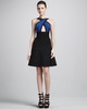 Beaded Deep V-Neck Column Gown
