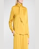 Bow Neck-Scarf Satin Crepe Shirt