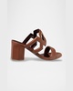 Leather Block-Heel Slide Sandals