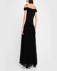 Cold-Shoulder Ruffle Tulle Ballgown