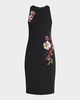 Sequin Floral Crepe Midi Dress