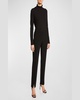 Crepe Marocain Ankle Pants, Caviar