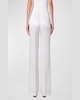 Florine Wool Satin Wide-Leg Pants