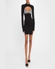 Crystal Bustier Cutout Long-Sleeve Mini Dress