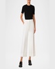 Contrast Piping Short-Sleeve Rib Sweater